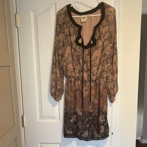 Floral Print Dress with Black Trim